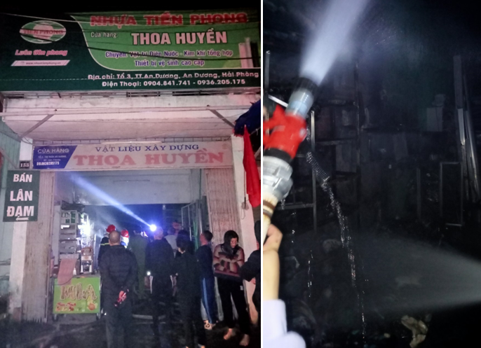 Thông tin về vụ cháy tại cửa hàng vật liệu xây dựng ở thị trấn An Dương, huyện An Dương